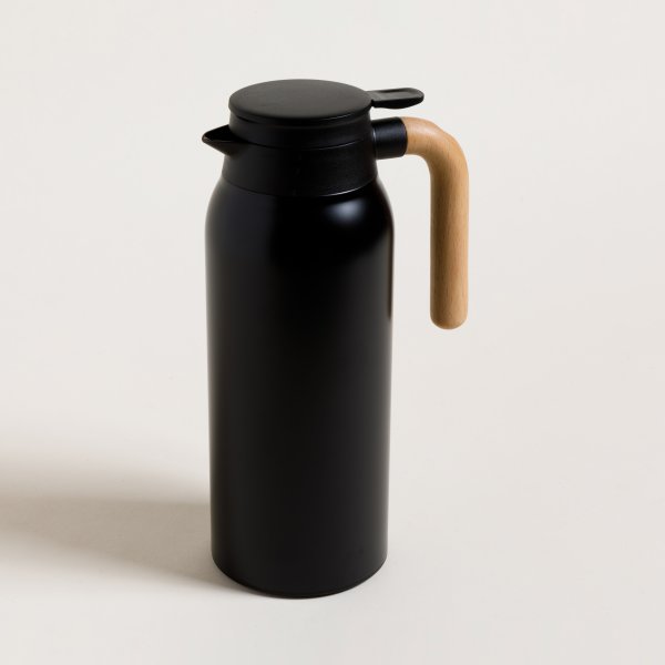 Jarra Termica De Acero Con Asa De Madera 1500ml