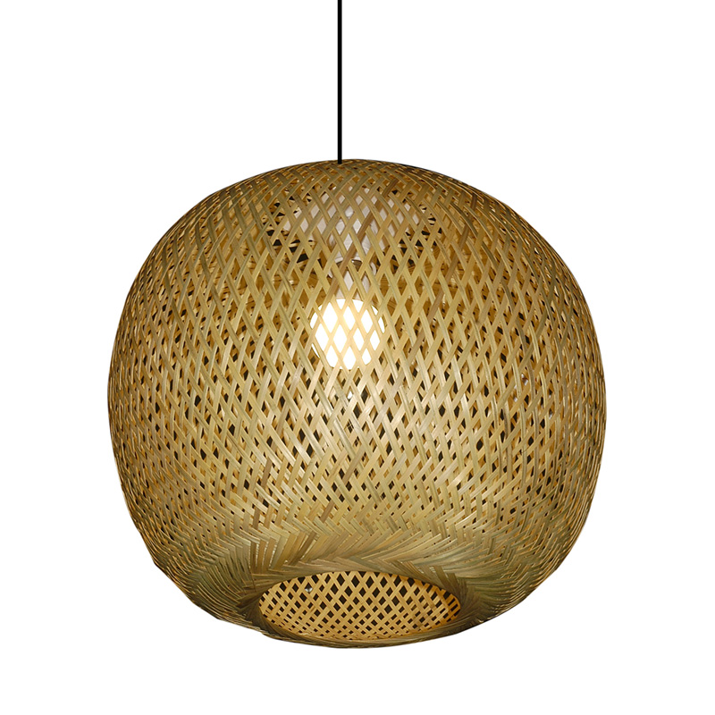Lampara Colgante Tipo Bola De Bamboo 38x30cm