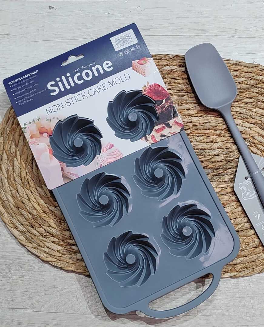 Molde De Silicona Para Cup Cake X6 Con Forma De Espiral 