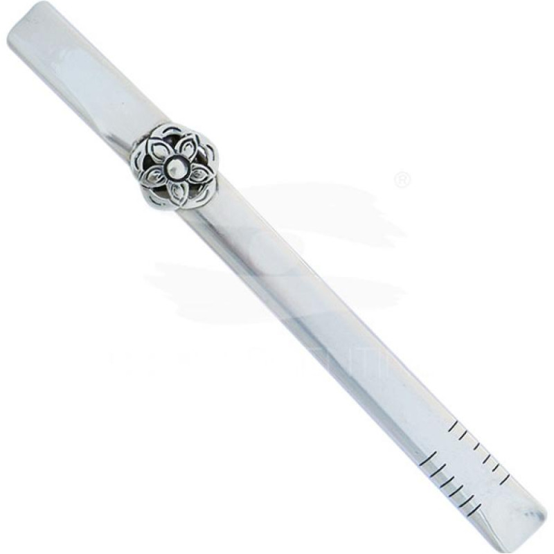 Bombilla De Acero Chata Con Aplique 15cm.