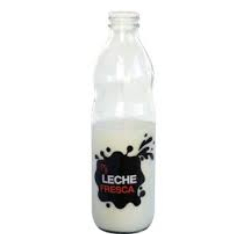 Botella De Vidrio Decorada Leche
