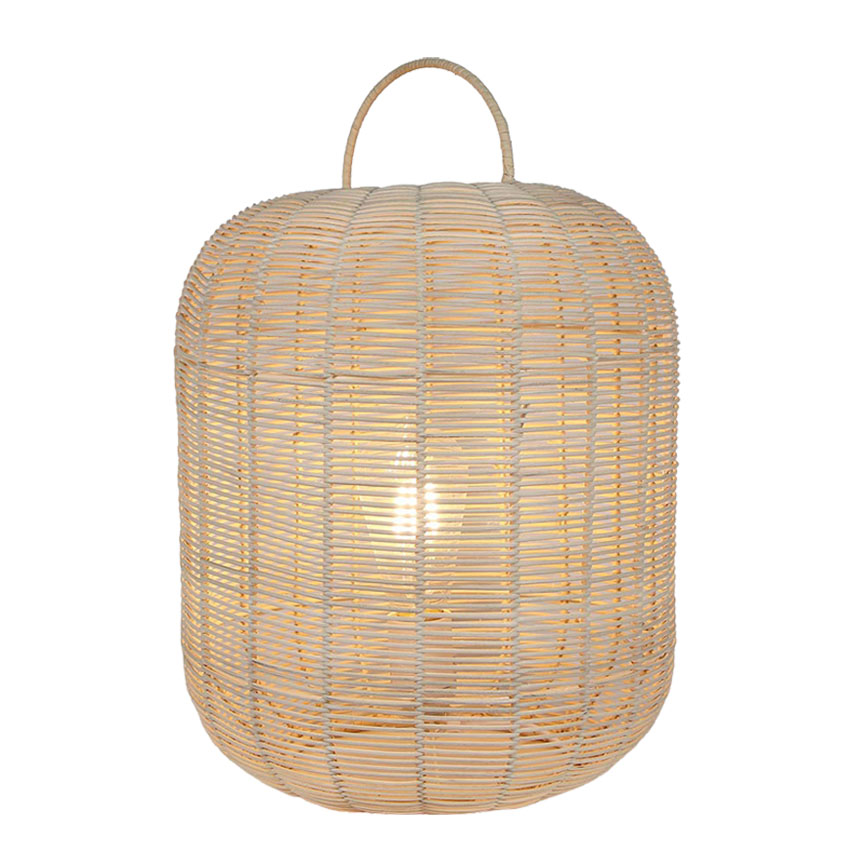 Velador Con Pantalla De Rattan 40cm