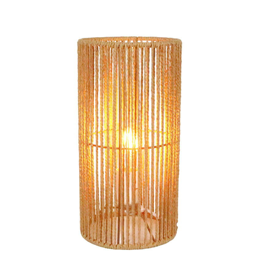 Velador De Rattan Con Pantalla 30cm