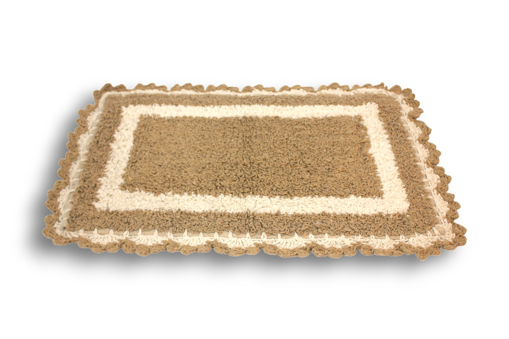 Alfombra Con Borde Tejido Al Crochet 40x60cm
