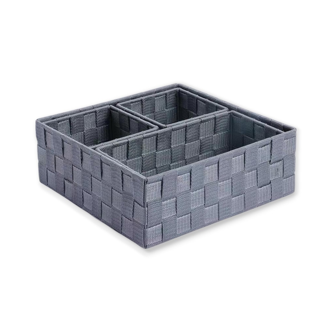Organizador Gris De Rafia 26x13x9cm