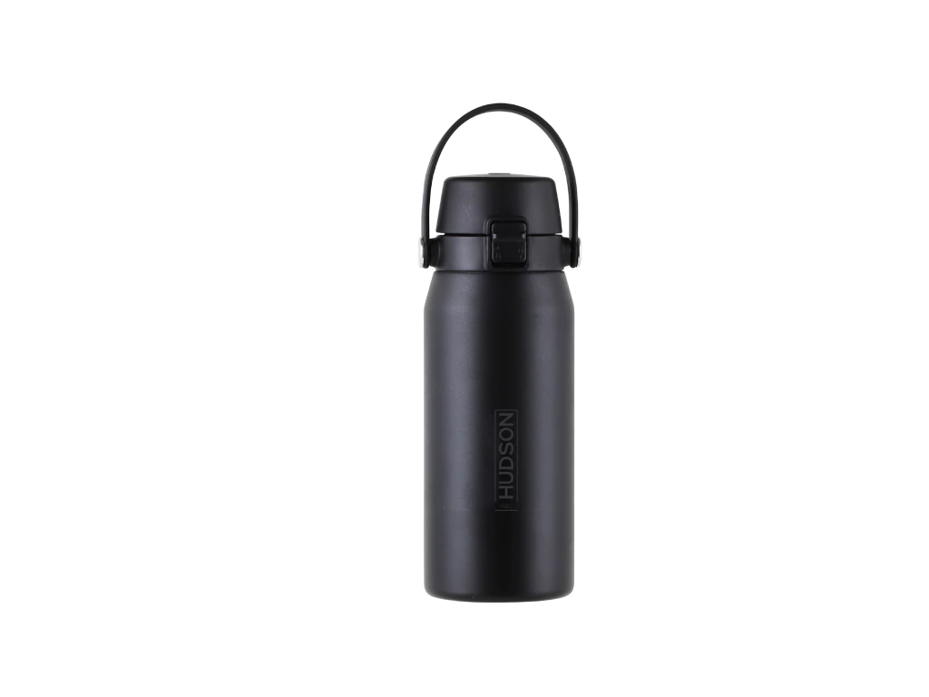 Botella Deportiva Negra 500 Ml Doble Pared + Tapa Flip