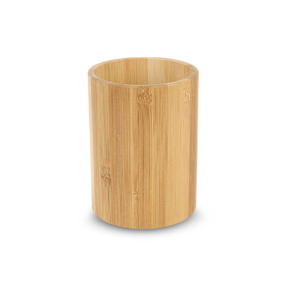 Porta Utensilios Redondo De Bamboo 12x9.5cm