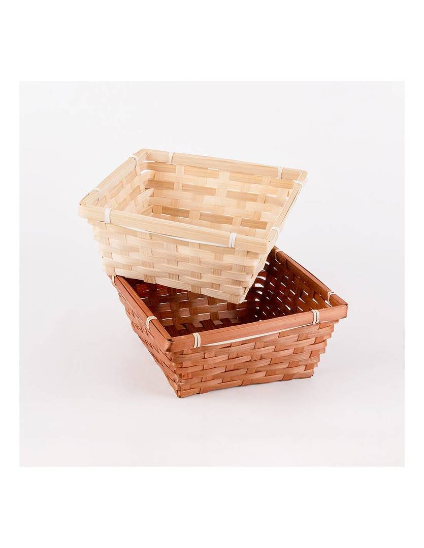 Canasta Cuadrada De Bambu 23cm