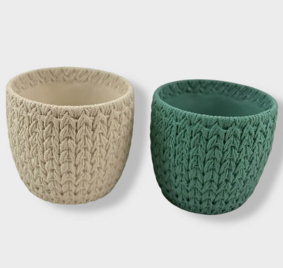 Portamaceta Ceramica Simil Tejido 20cm