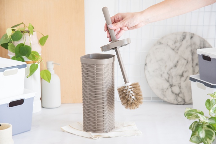 Cepillo Para Inodoro Pvc Tejido Beige