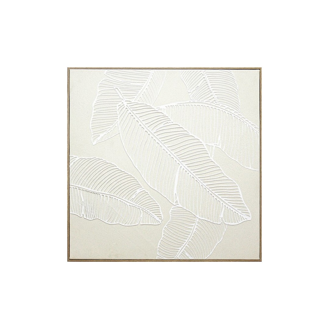 Cuadro Hojas Yeso 60x60cm