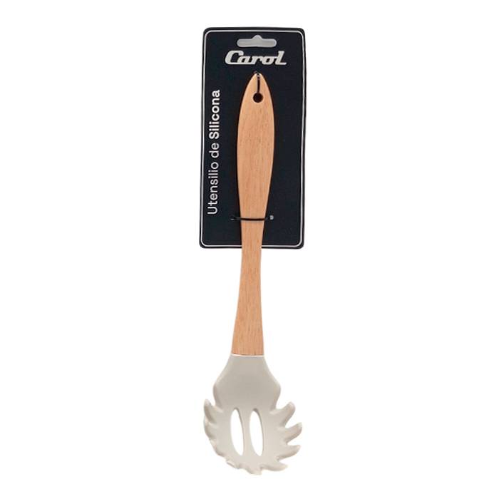 Cuchara De Pasta Silicona Mango Madera Tiza Carol 