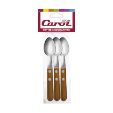Cucharita Carol X 3 Mango De Madera 
