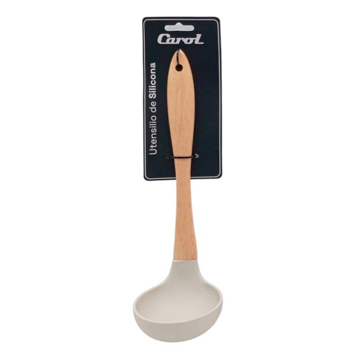 Cucharon De Silicona Mango Madera Tiza Carol 