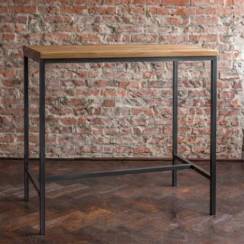 Barra Desayunadora Industrial Hierro Y Madera 100x120cm