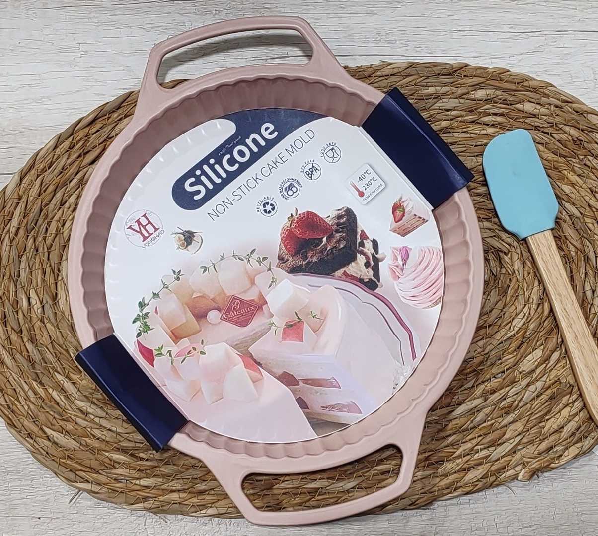 Molde De Silicona Firme Redondo Para Tarta Con Asas 