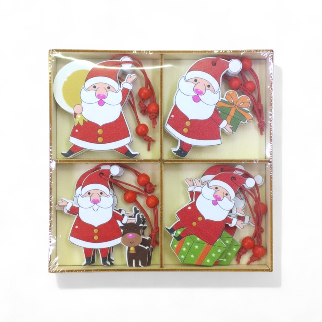 Caja De 12 Adornos Colgantes De Papa Noel Surtidos 6cm