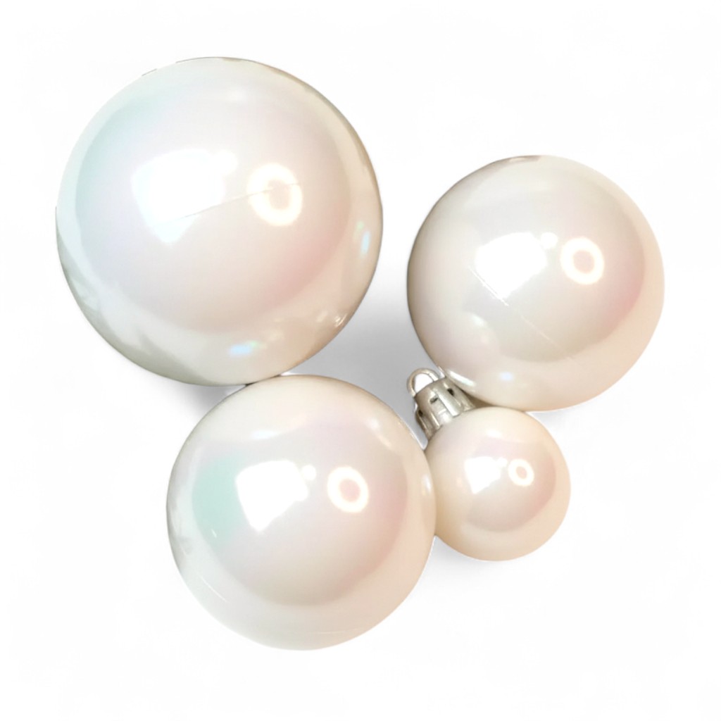 Set De 12 Bolas Blancas Perladas 5cm