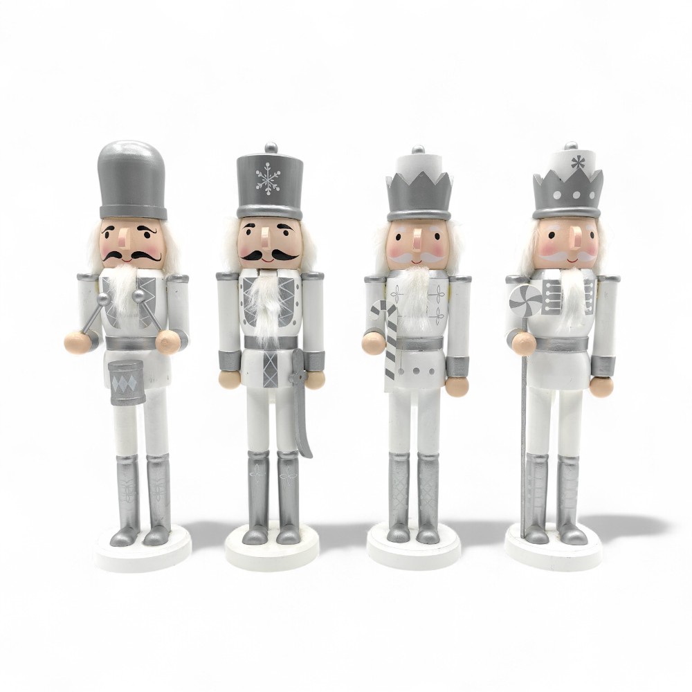 Cascanuez Blanco Y Plateado 30cm