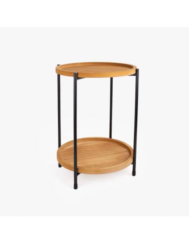 Mesa Auxiliar  Redonda Metal/madera 38,5x38,5x50cm