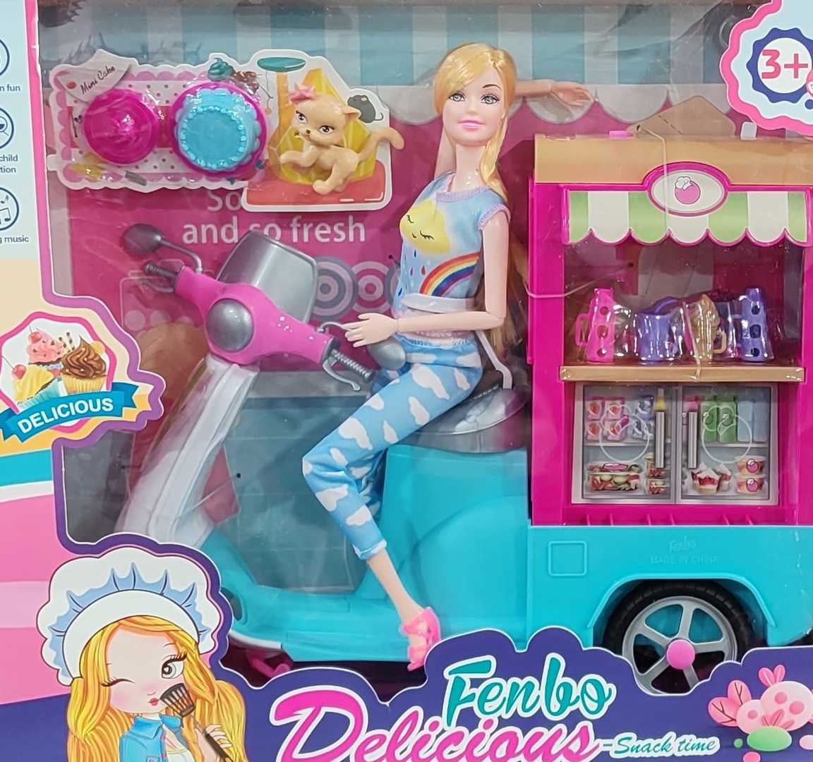 Muñeca Con Moto Vendedora De Dulces 