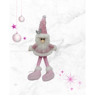 Muñeco Navideño Rosa  Piernas Colgantes 