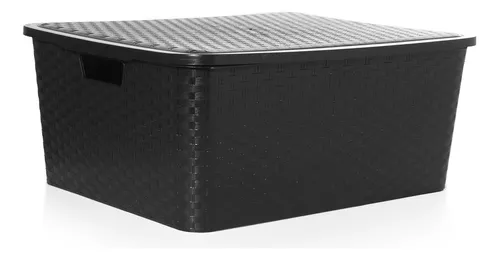 Canasto Organizador Símil Rattan Negro 38x27x19cm