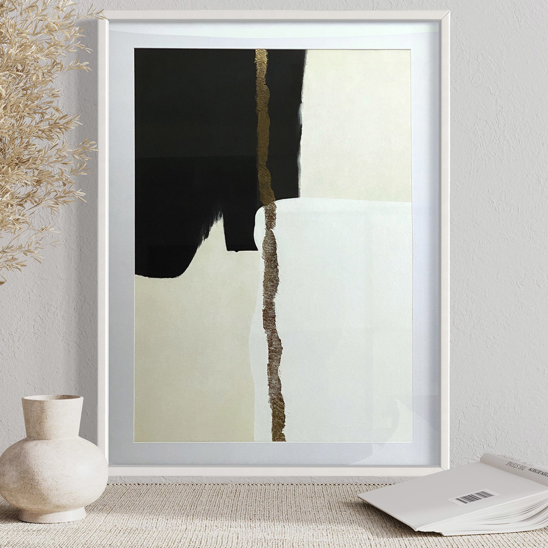 Cuadro Abstracto Negro Oro 60x45cm
