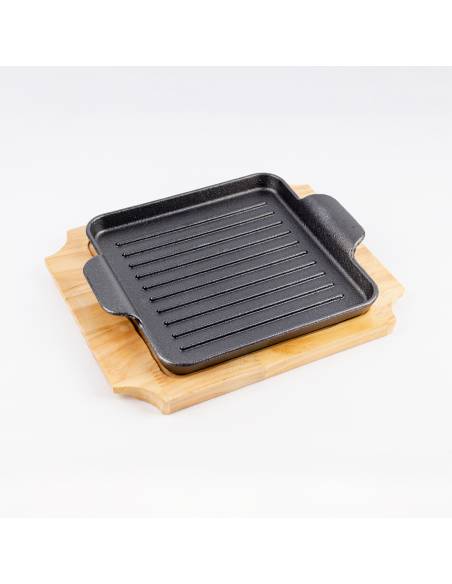 Plancha Cuadrada De Hierro Con Base Madera 21x21cm 