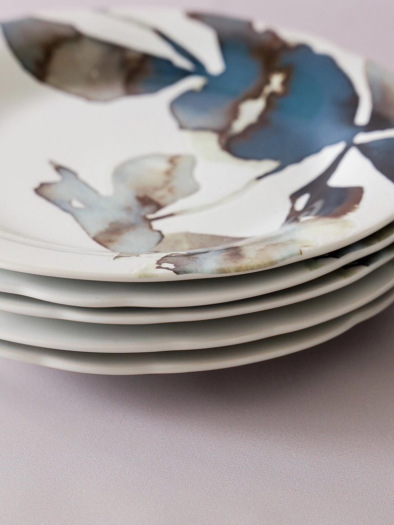 Plato Postre Hojas Porcelana 21cm 