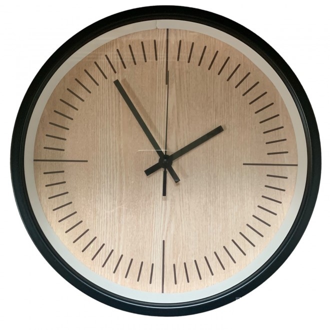 Reloj De Metal Fondo Simil Madera 30cm