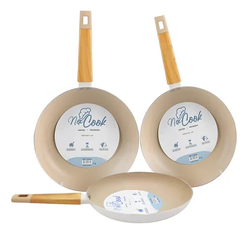 Set  X3  Sartenes  Antiadherente 20 24 28 Cm  Crema 
