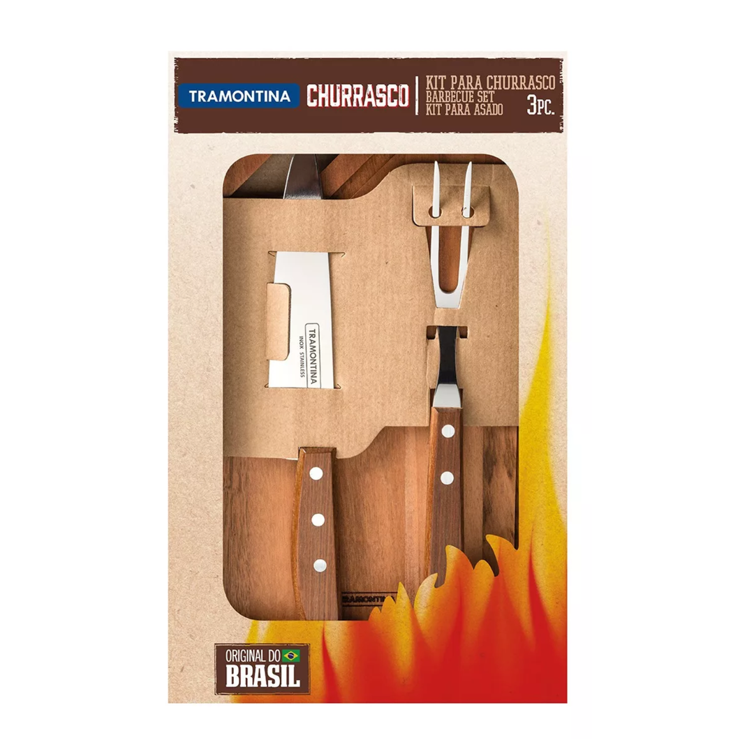 Set  De Asado Tradicional Con Tabla Tramontina 3 Piezas