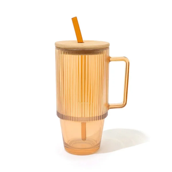 Vaso Quencher Vidrio ámbar Rayas 