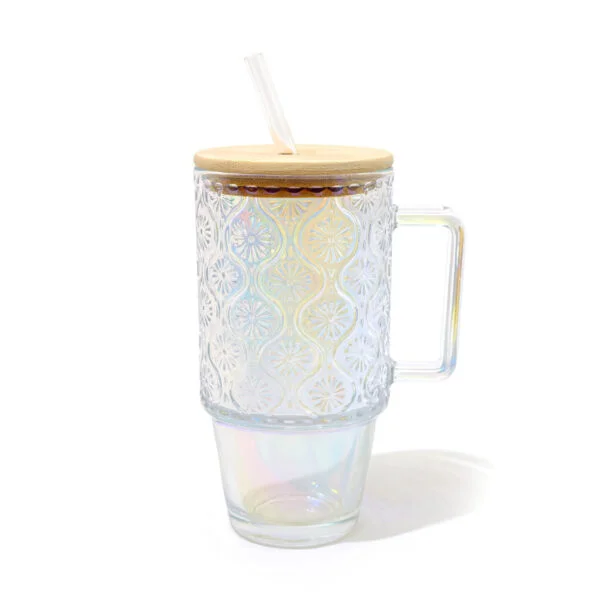 Vaso Quencher  Vidrio  Flor  Tornasol