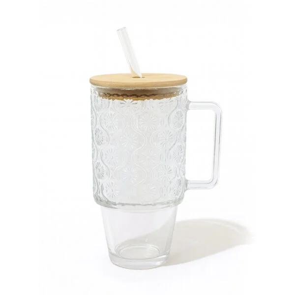Vaso Quencher De Vidrio Clear Flor 